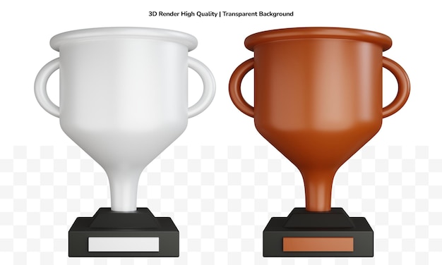 3d rendering two trophy blank isolated bronze and silver