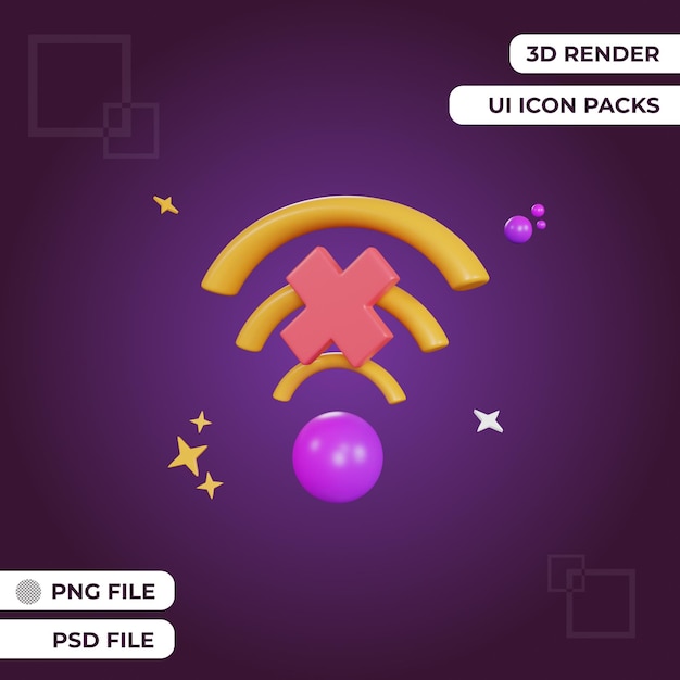 3d rendering ui no signal icon object premium psd