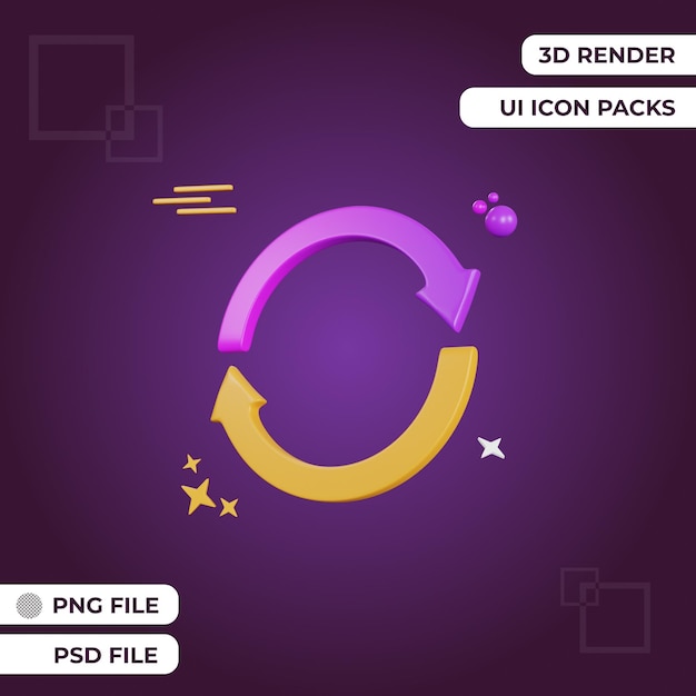 3d rendering ui refresh icon object premium psd