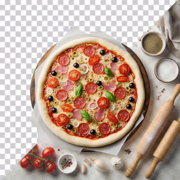 PSD 3d rendering of a uncooked raw pizza isolated on a transparent background