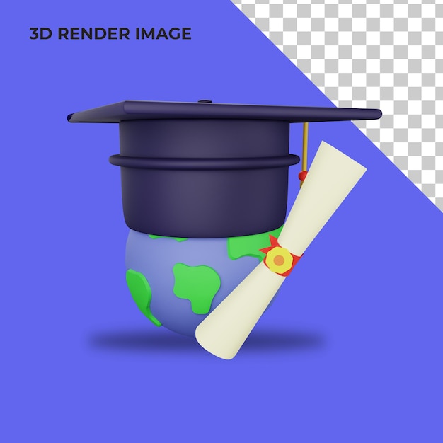 3d rendering university student cap mortarboard and diploma graduation concept  