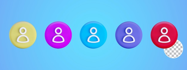 3d rendering user icon profile button ellipse shape collection