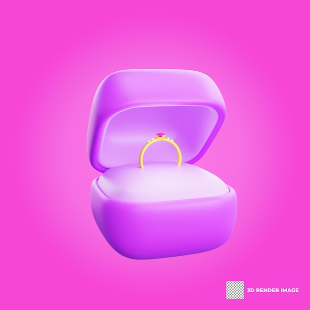 3d rendering valentine39s day ring box icon