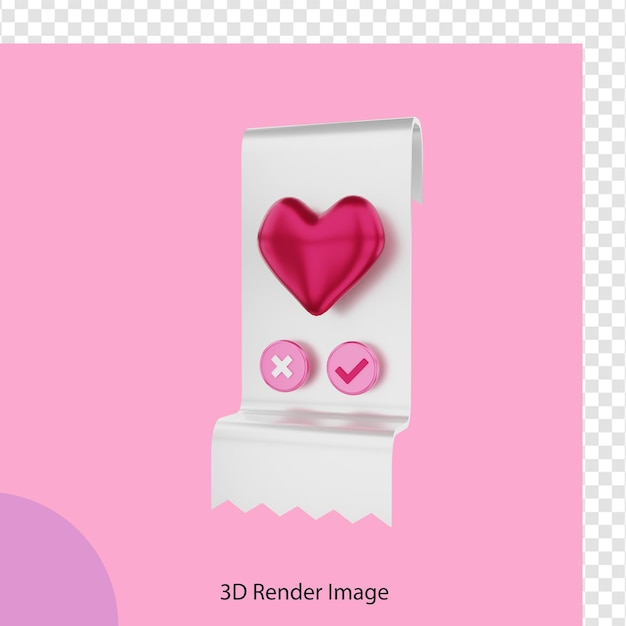 3d rendering of valentines day love sheet