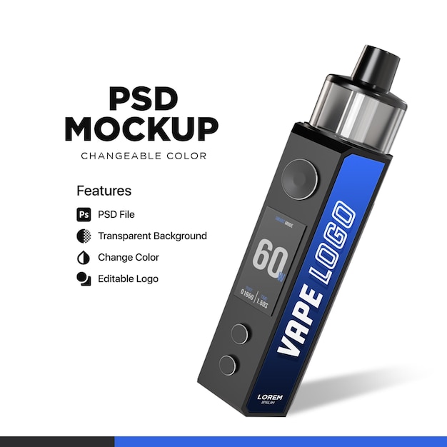 3D Rendering Vape Product Mockup PSD