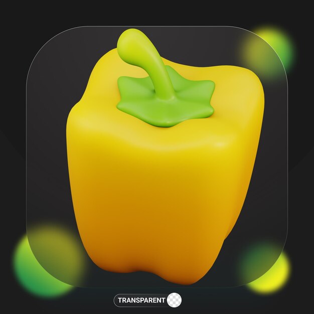 PSD 3d rendering vegetable yellow bell pepper fresh