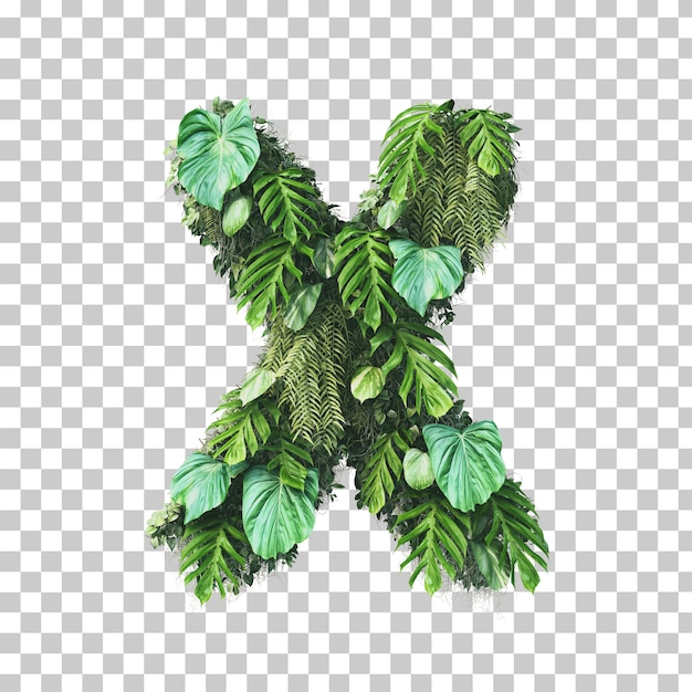 3d rendering of vertical garden alphabet (Letter X)