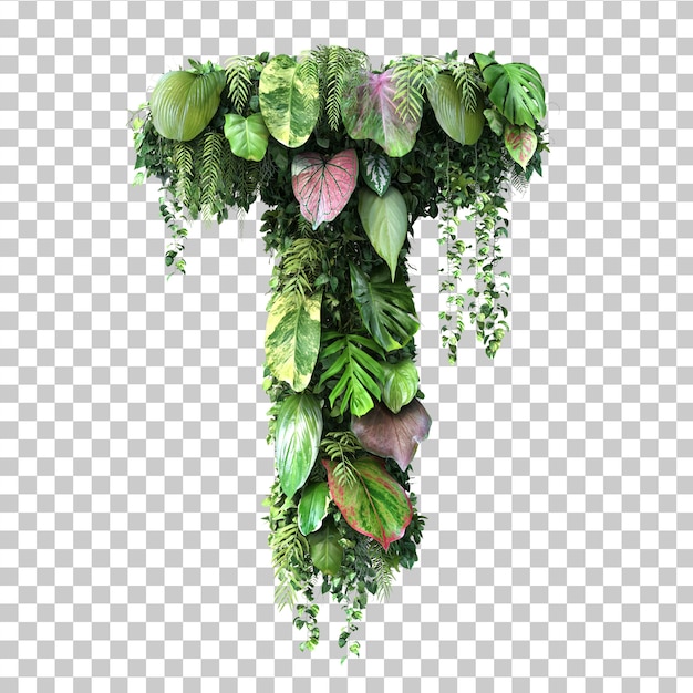 3d rendering of vertical garden alphabet T