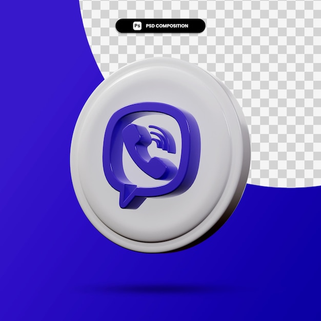 3D rendering of viber application logo isolated