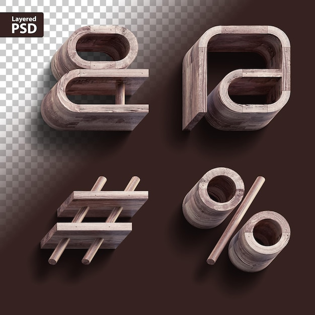 3d rendering of vintage wooden font