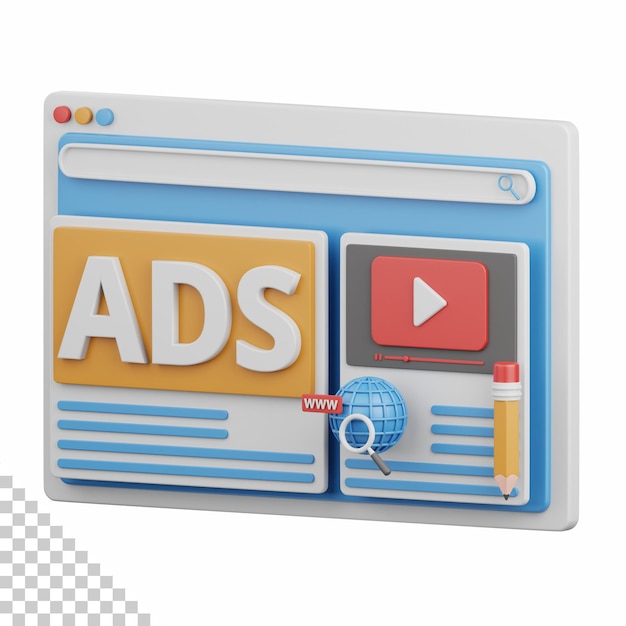 3d rendering web ads isolated useful for marketing advertising advertisement and promotion design