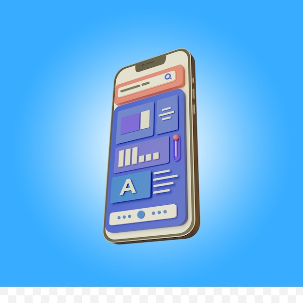 3d rendering web development on phone illustration isolated