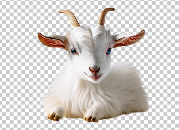 PSD 3d rendering of a white goat isolated on a checkered background