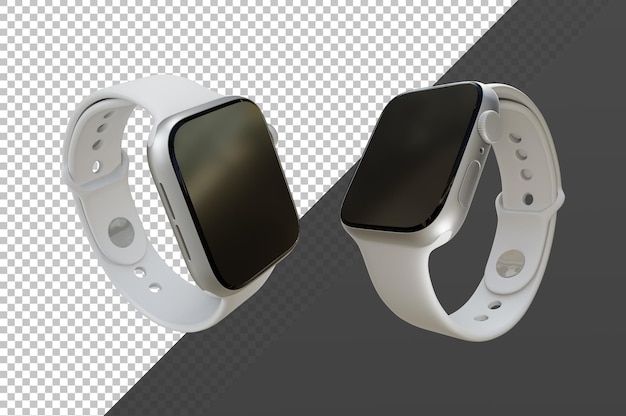 3d rendering white smart watch perspective view