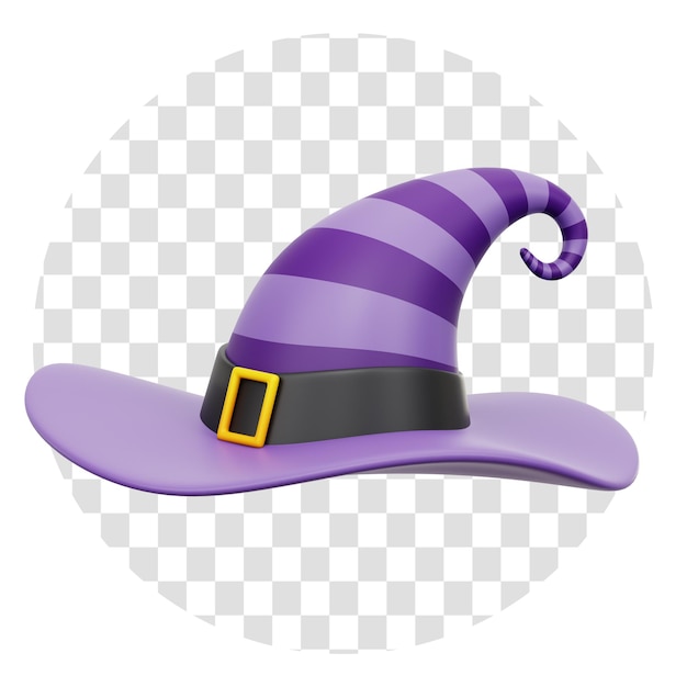 PSD 3d rendering witch hat 3d icon isolate transparent background 3d