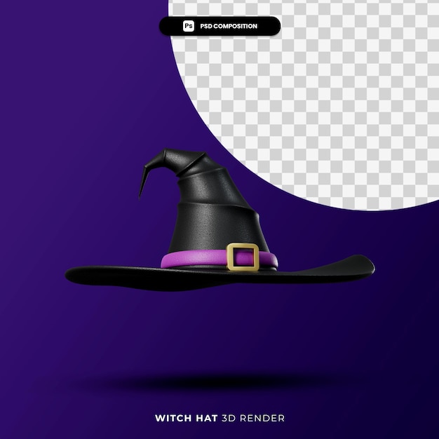 3d rendering of witch hat halloween concept isolated