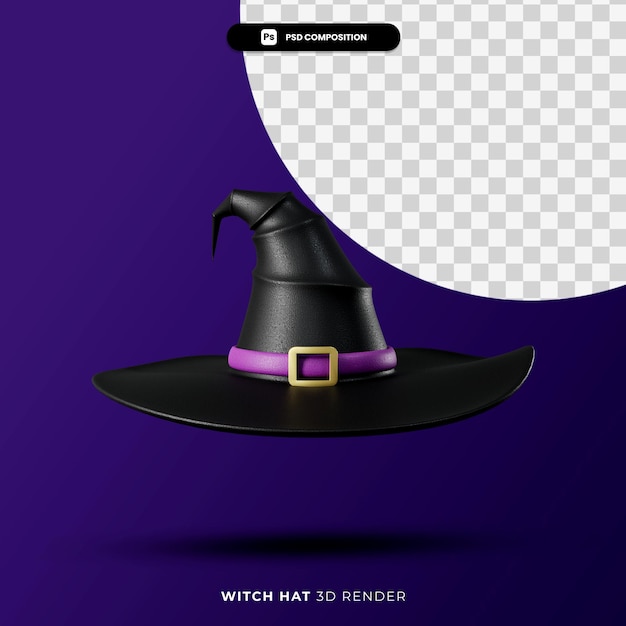 3d rendering of witch hat halloween concept isolated