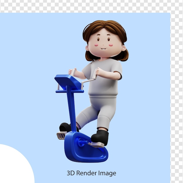 3d rendering woman workout riding a bicycle