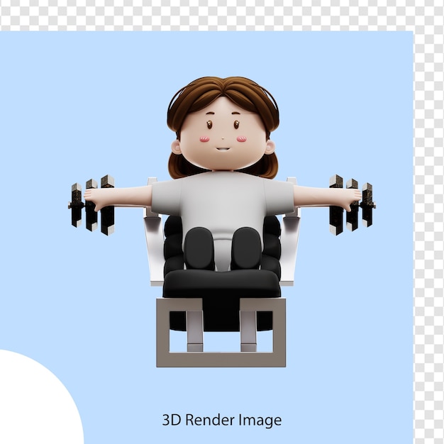 3d rendering woman workout with barbell