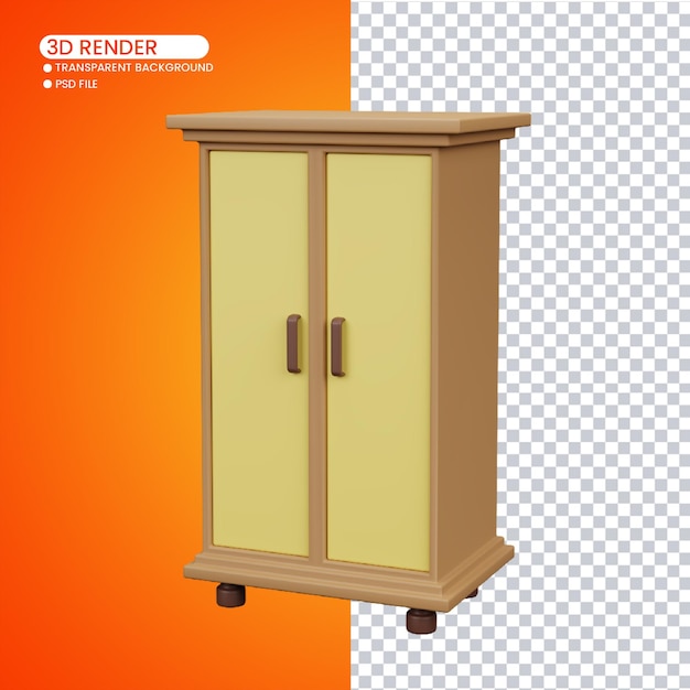 3d rendering of wood cupboard for social media