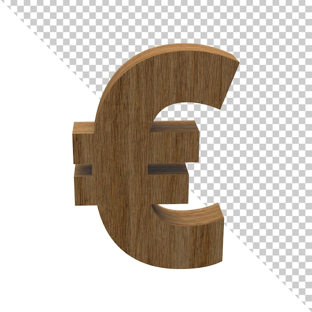 3d Rendering wood material Euro symbol design