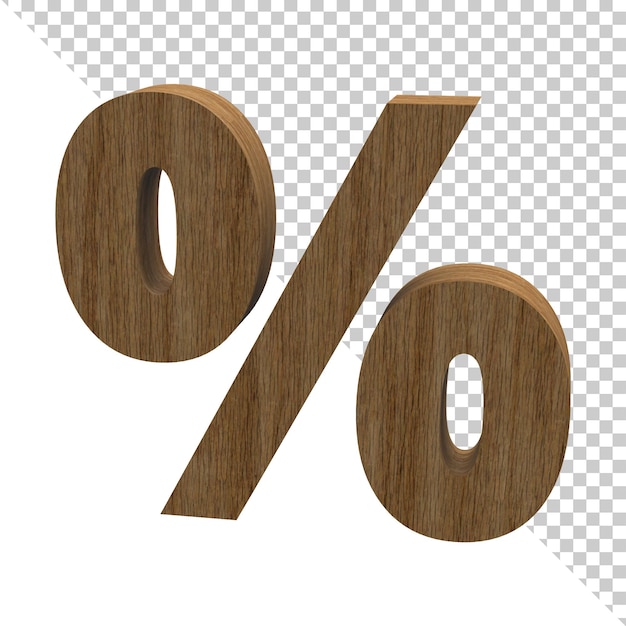 3d Rendering wood material percent symbol