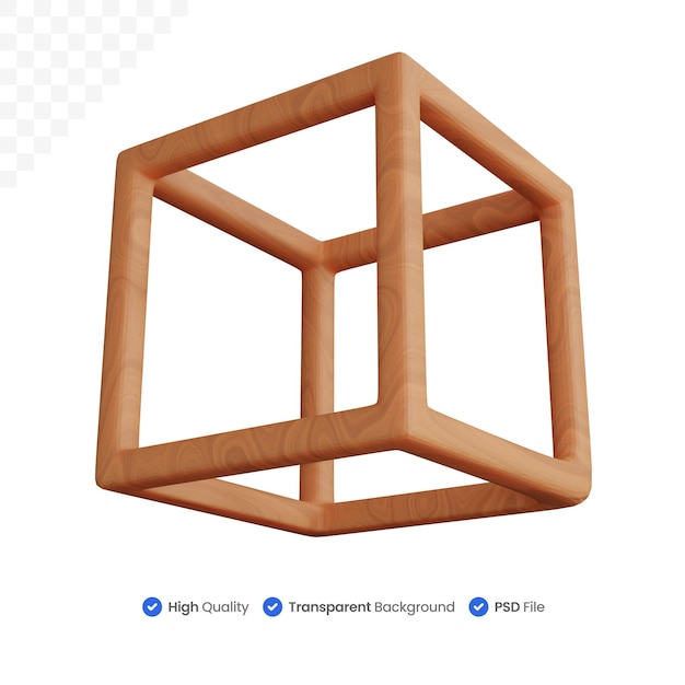 3d rendering wooden box isolated