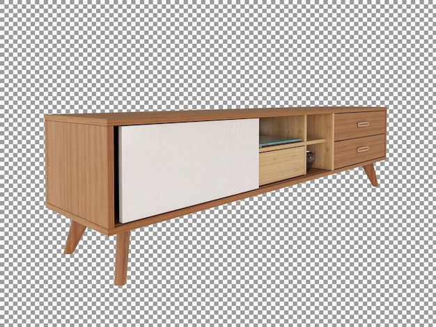 3d rendering of wooden living room desk interior isolated