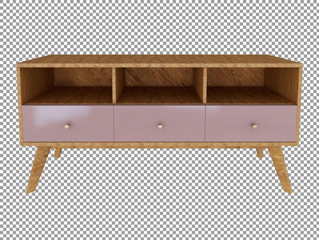 3d rendering of wooden living room desk interior isolated