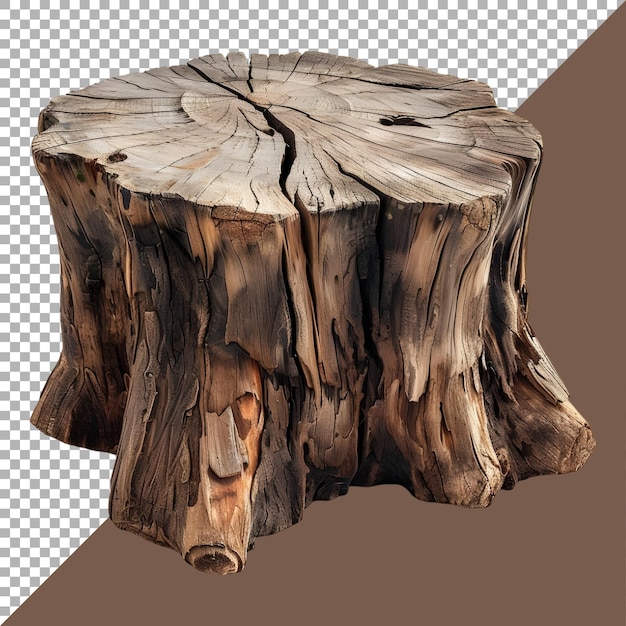 3D Rendering of a Wooden Stump of a Tree on Transparent Background Ai Generated