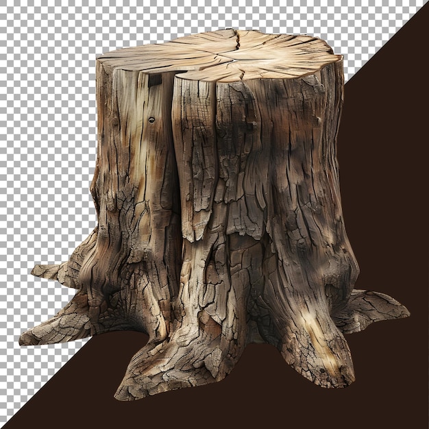 3D Rendering of a Wooden Stump of a Tree on Transparent Background Ai Generated