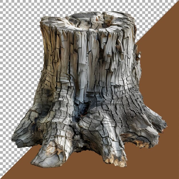 3D Rendering of a Wooden Stump of a Tree on Transparent Background Ai Generated