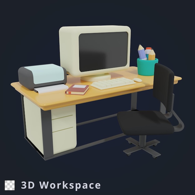 3d Rendering Workspace Illustration