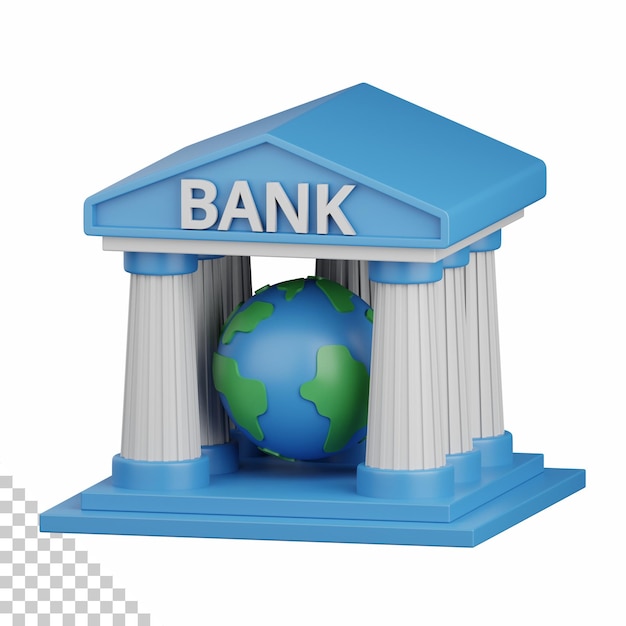 3d rendering world bank isolated useful for banking currency finance and global business design