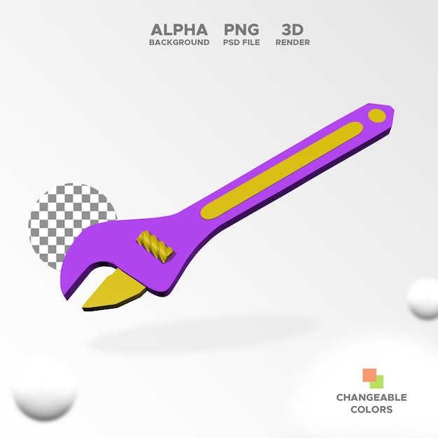 3D rendering wrench for design illustration isolated object