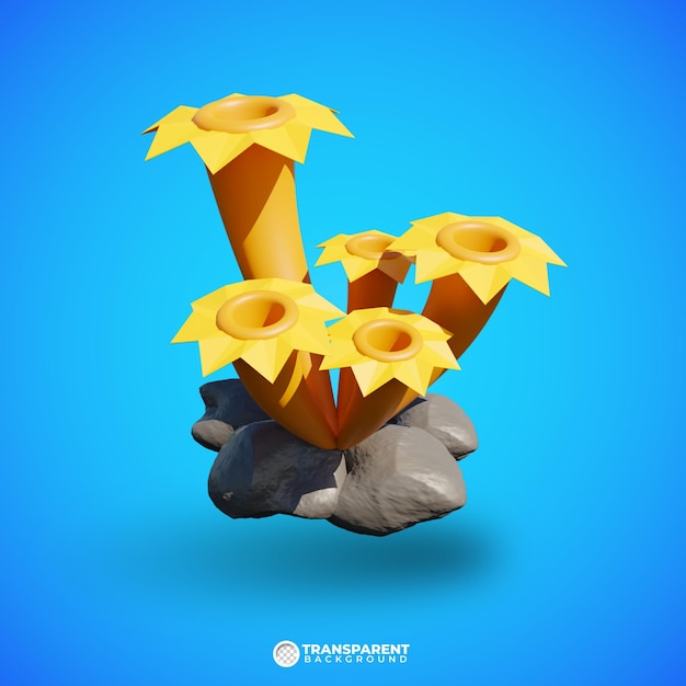 PSD 3d rendering yellow coral