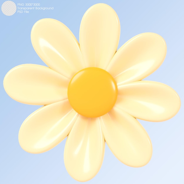 3D rendering Yellow flower isolated on background