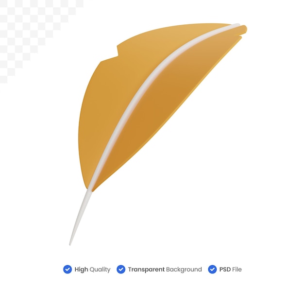 3d rendering yellow quill isolated