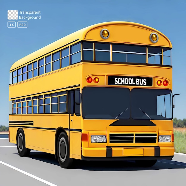 3D Rendering Yellow School Bus