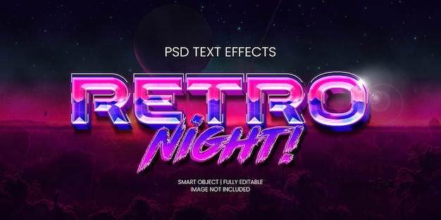 3D RETRO NIGHT 80s TEXT EFFECT