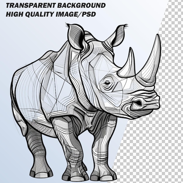 PSD 3d rhino on transparent background