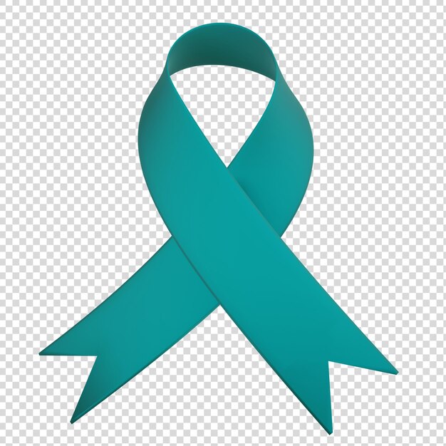 3D Ribbon in Teal Color for Health Awareness and Causes