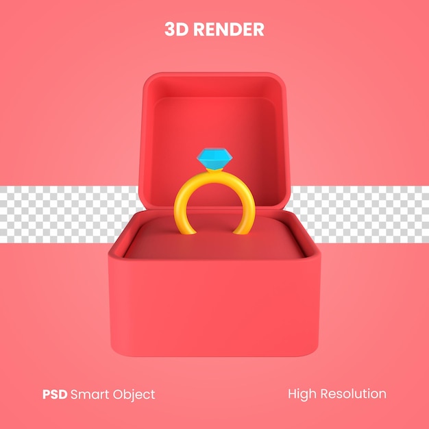 3d ring in box render isolated