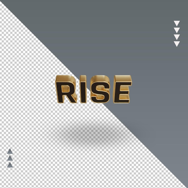 3d Rise black gold text rendering Top view