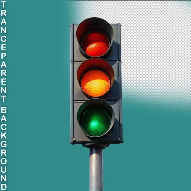 3d road traffic light on transparent background