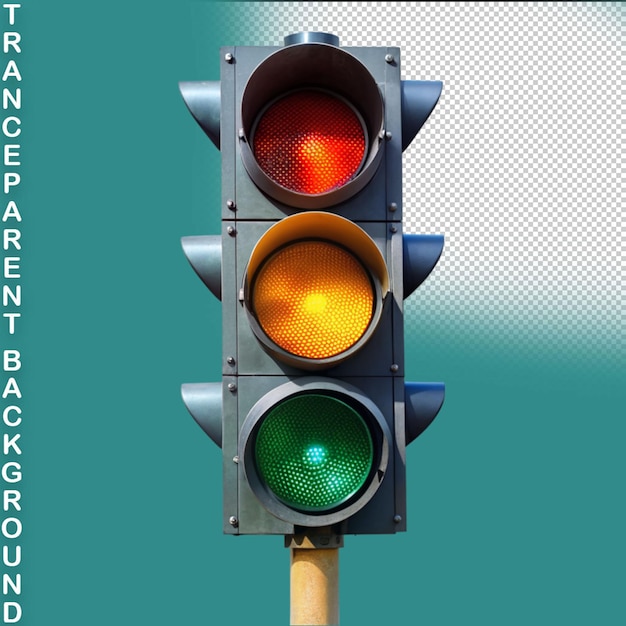 3d road traffic light on transparent background