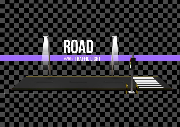 PSD 3d road with traffic light mockup