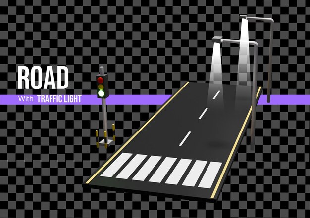 PSD 3d road with traffic light mockup