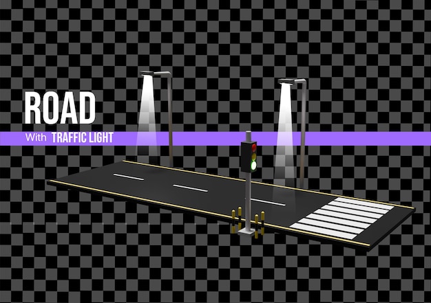 PSD 3d road with traffic light mockup