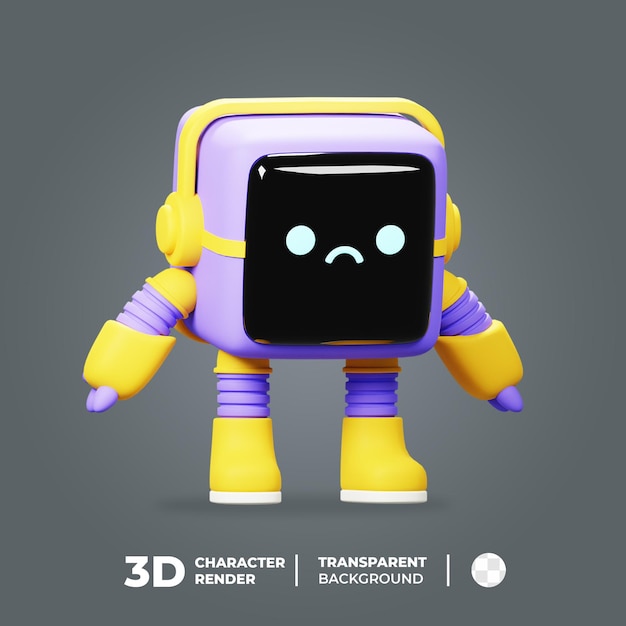 3D Robot Mascot Sad